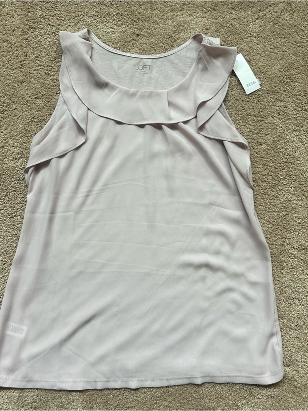 LOFT Light Blush Ruffle Neck Sleeveless Camisole